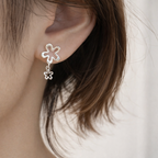 Sterling Silver Flower Drop Earrings