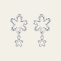 Sterling Silver Flower Drop Earrings