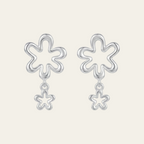 Sterling Silver Flower Drop Earrings