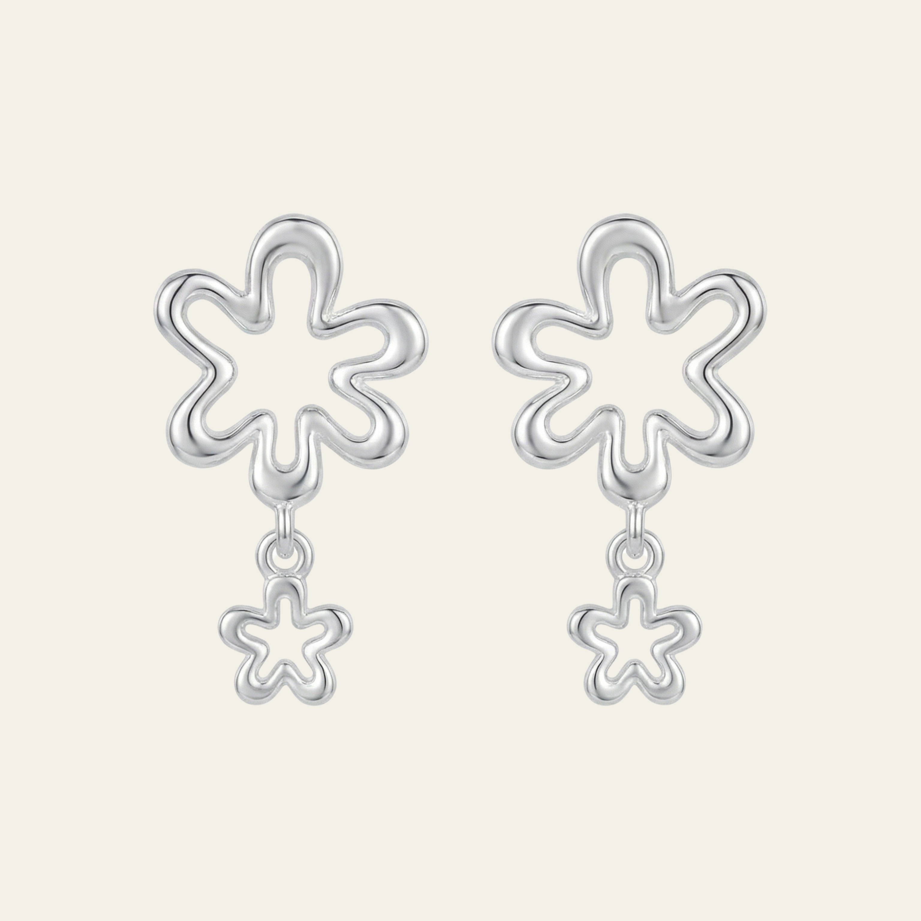 Sterling Silver Flower Drop Earrings