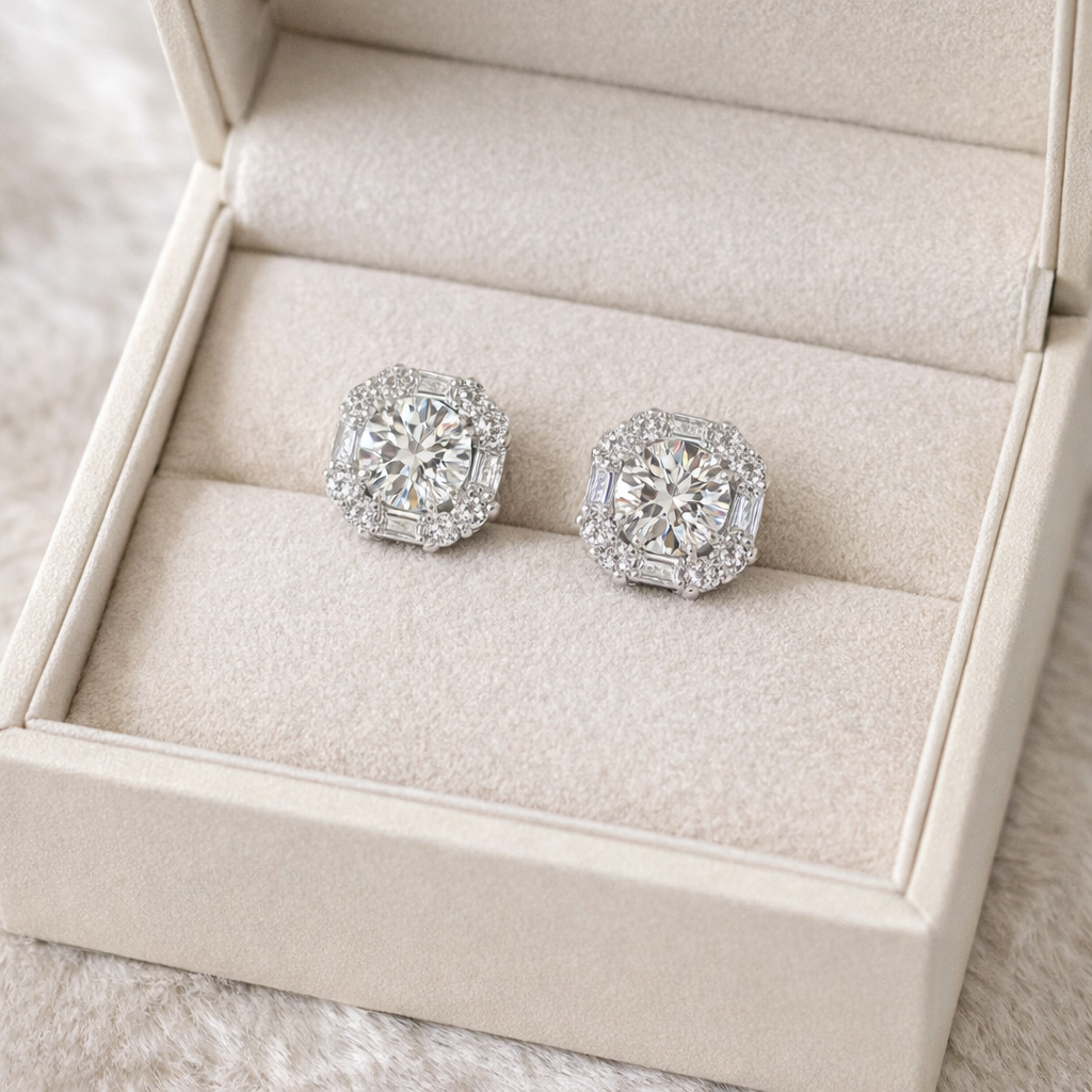 Sterling Silver Square Geometric Stud Earrings