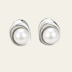 Sterling Silver Polished Pearl Stud Earrings