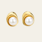 Sterling Silver Polished Pearl Stud Earrings