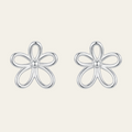 Sterling Silver Polished  Flower Stud Earrings