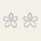 Sterling Silver Polished  Flower Stud Earrings