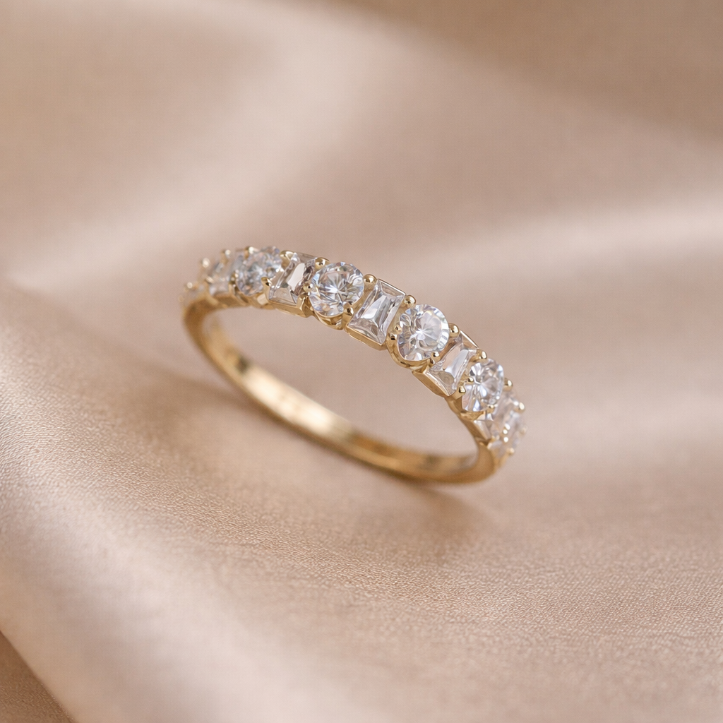 Sterling Silver Teardrop Geometric Zircon Open Ring