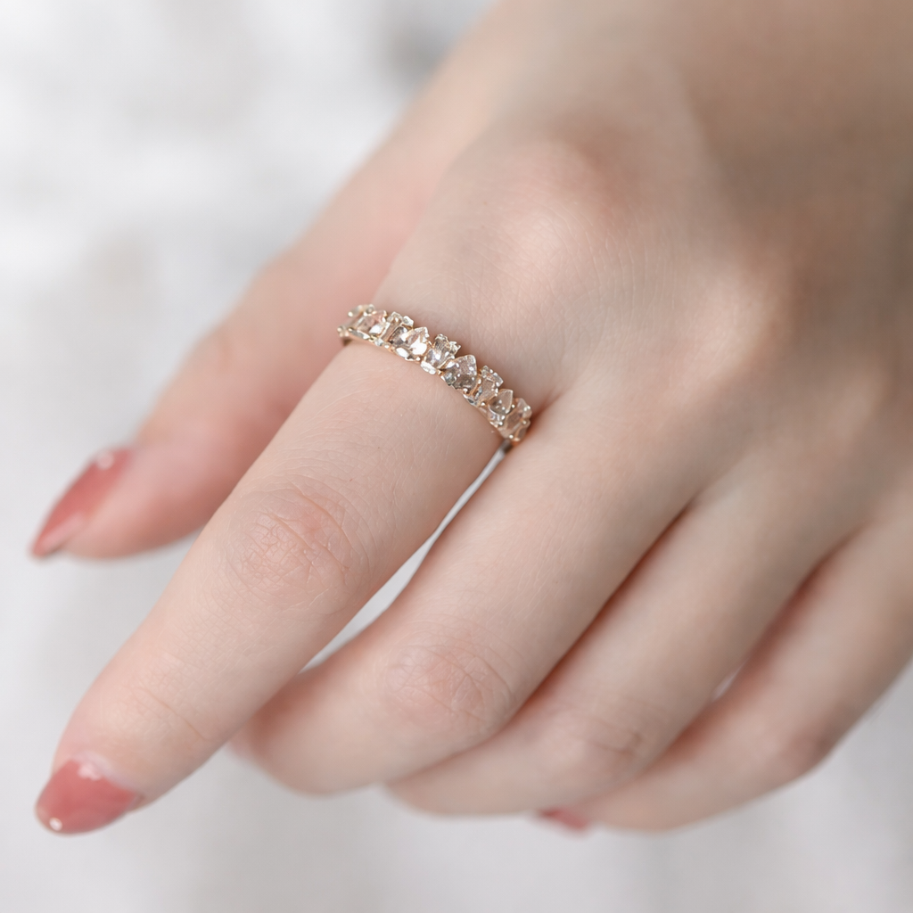 Sterling Silver Teardrop Geometric Zircon Open Ring