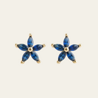 Sterling Silver Blue Floral Zircon Stud Earrings