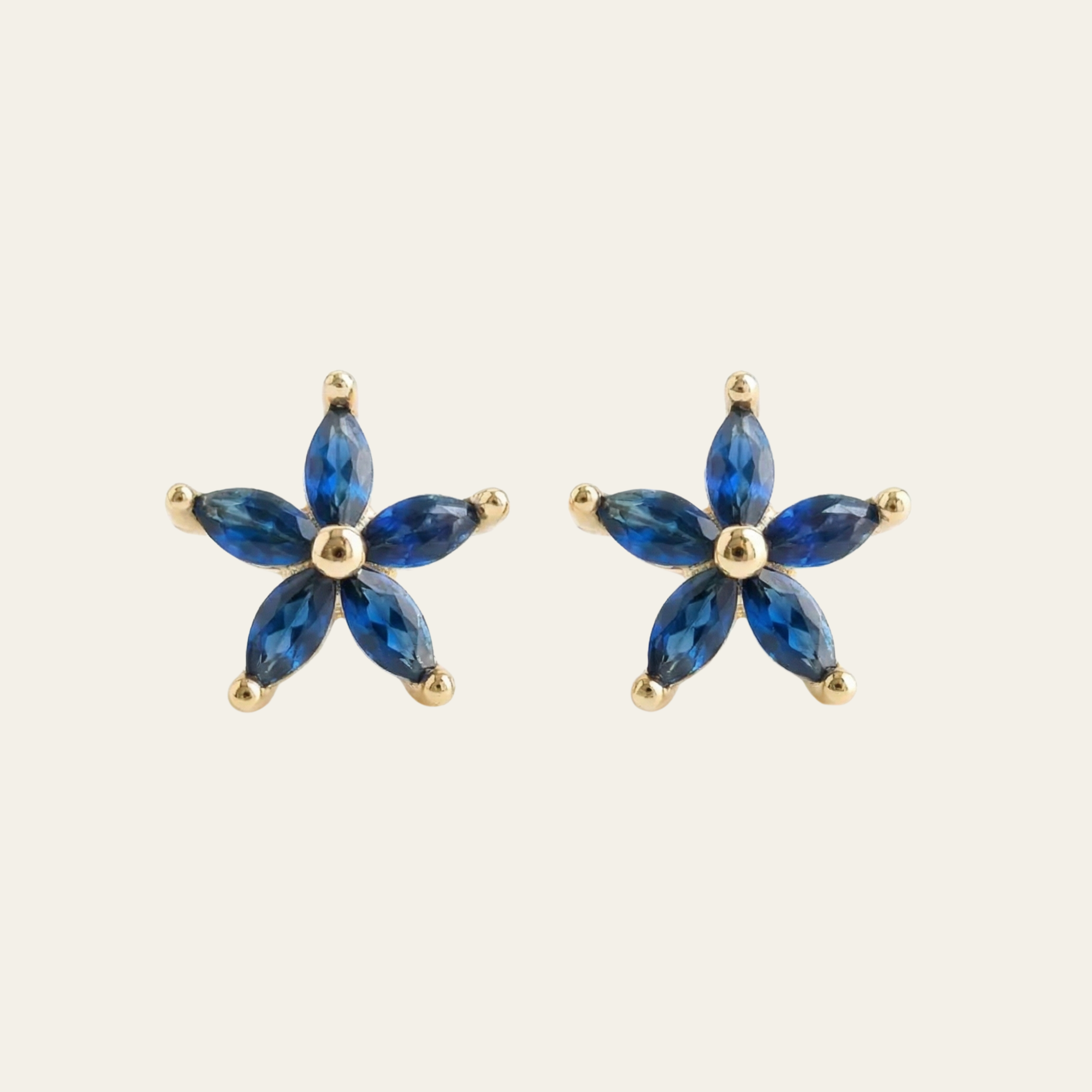 Sterling Silver Blue Floral Zircon Stud Earrings