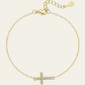 Sterling Silver Minimal Cross Zircon Bracelet
