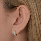 Sterling Silver Minimal Oval Zircon Huggie Earrings