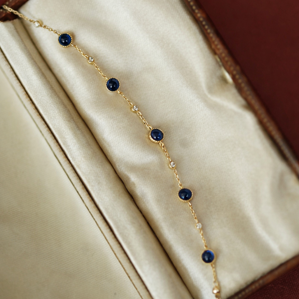 Sterling Silver Blue Zircon Adjustable Chain Bracelet