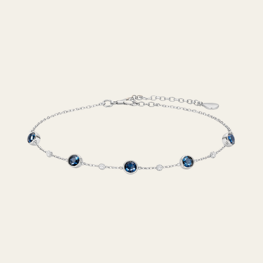 Sterling Silver Blue Zircon Adjustable Chain Bracelet