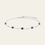 Sterling Silver Blue Zircon Adjustable Chain Bracelet