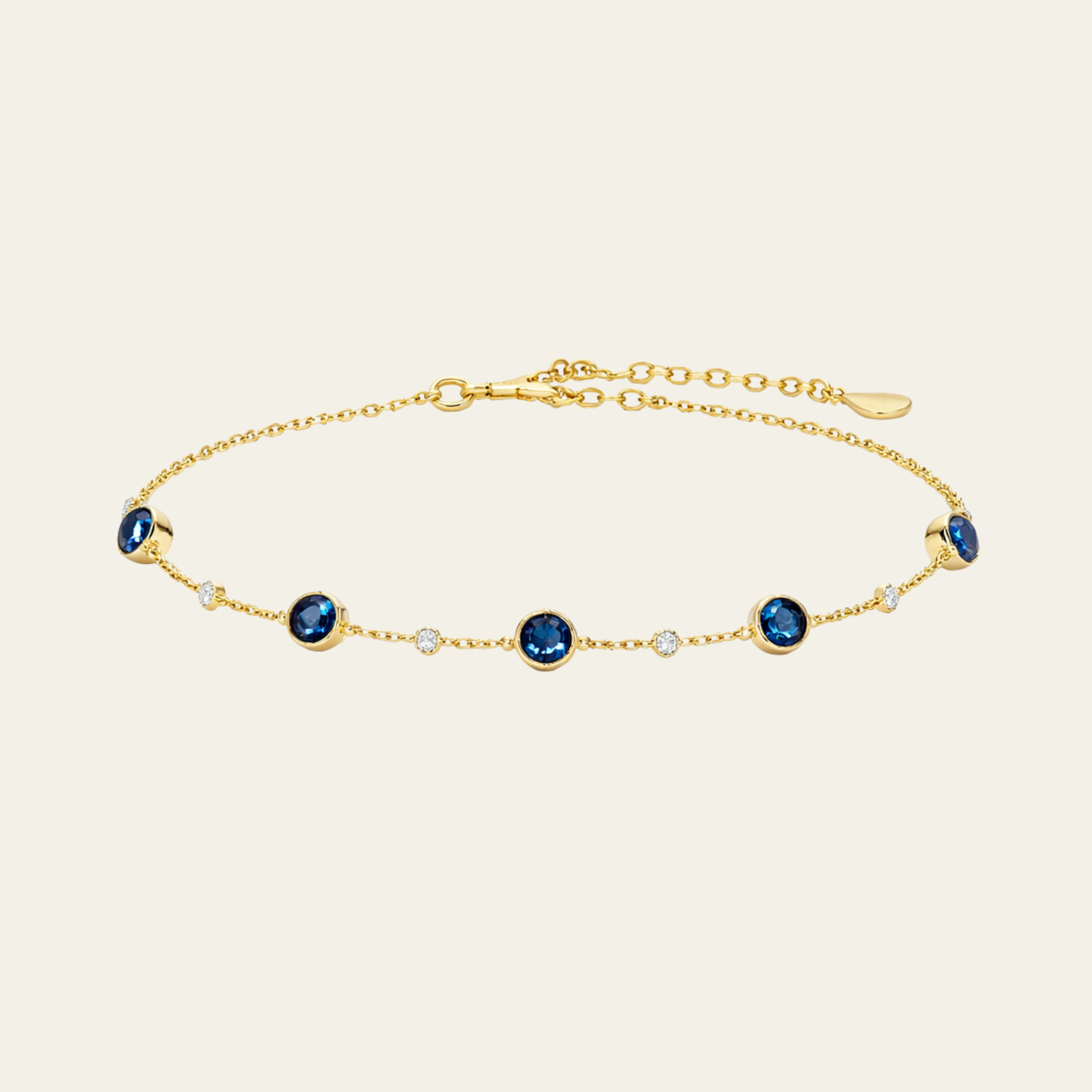 Sterling Silver Blue Zircon Adjustable Chain Bracelet