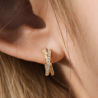 Sterling Silver 18K Gold Plated Zircon Huggie Hoop Earrings