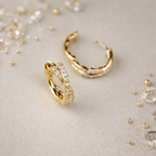 Sterling Silver 18K Gold Plated Zircon Huggie Hoop Earrings
