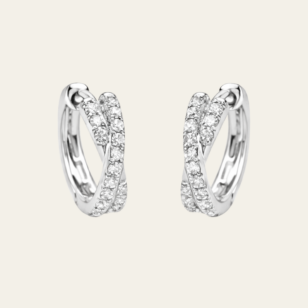 Sterling Silver 18K Gold Plated Zircon Huggie Hoop Earrings