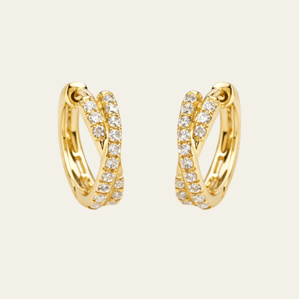Sterling Silver 18K Gold Plated Zircon Huggie Hoop Earrings