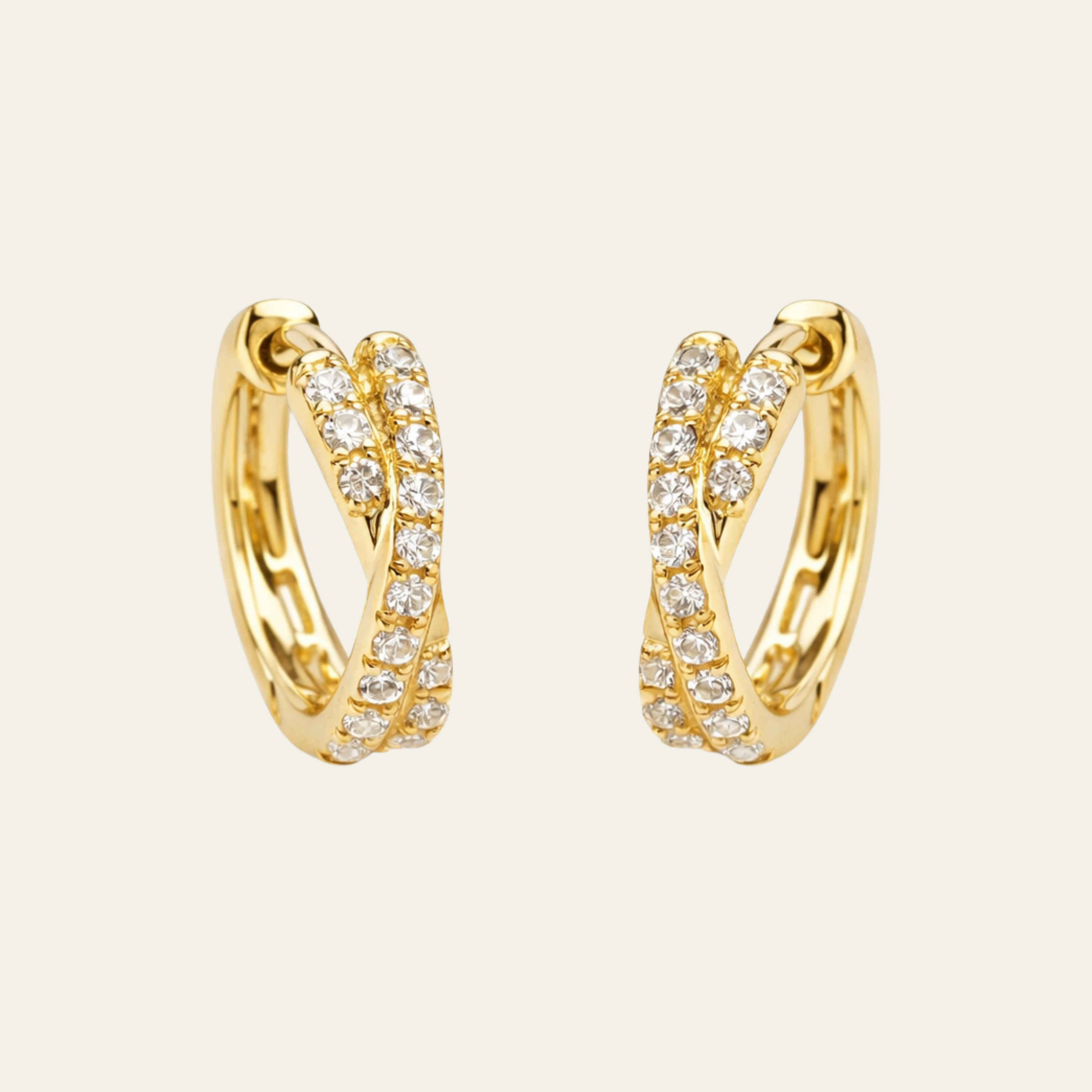 Sterling Silver 18K Gold Plated Zircon Huggie Hoop Earrings