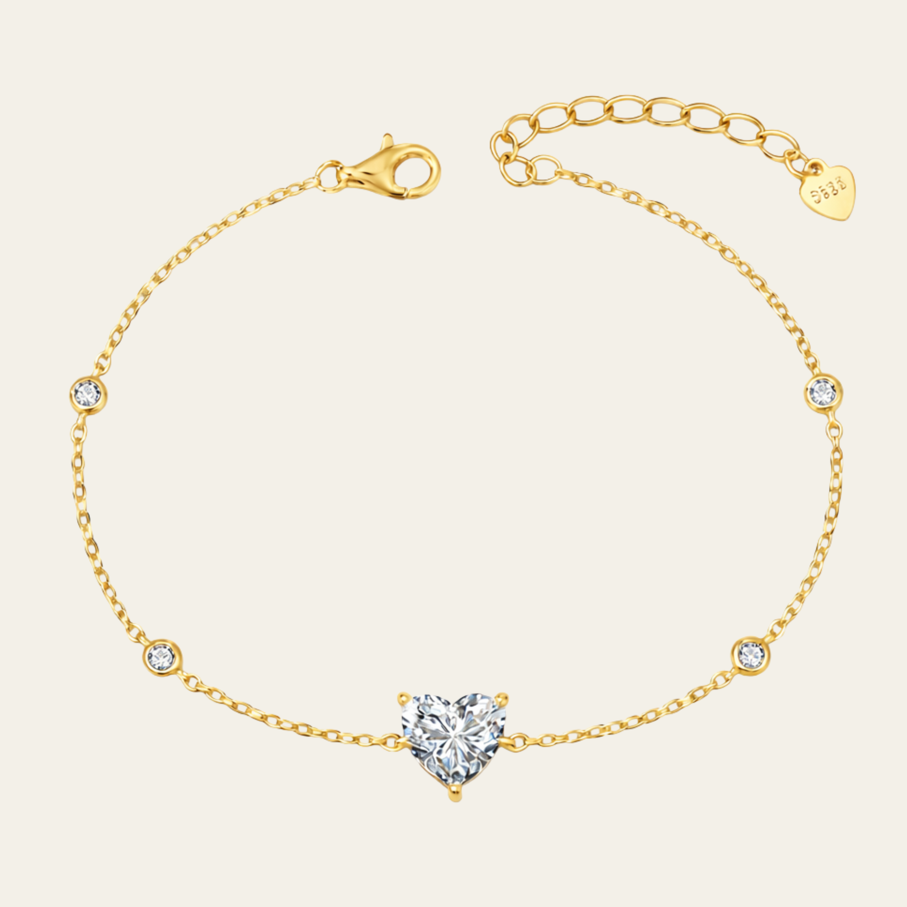 Sterling Silver Heart Zircon Chain Bracelet