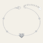 Sterling Silver Heart Zircon Chain Bracelet