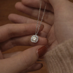 Sterling Silver Square Cubic Zirconia Necklace