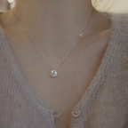 Sterling Silver Square Cubic Zirconia Necklace