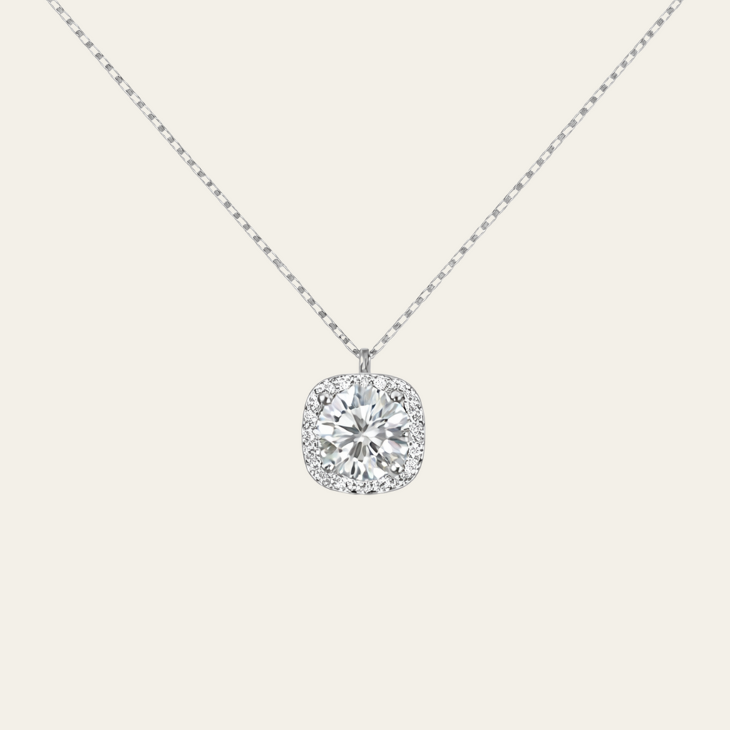 Sterling Silver Square Cubic Zirconia Necklace