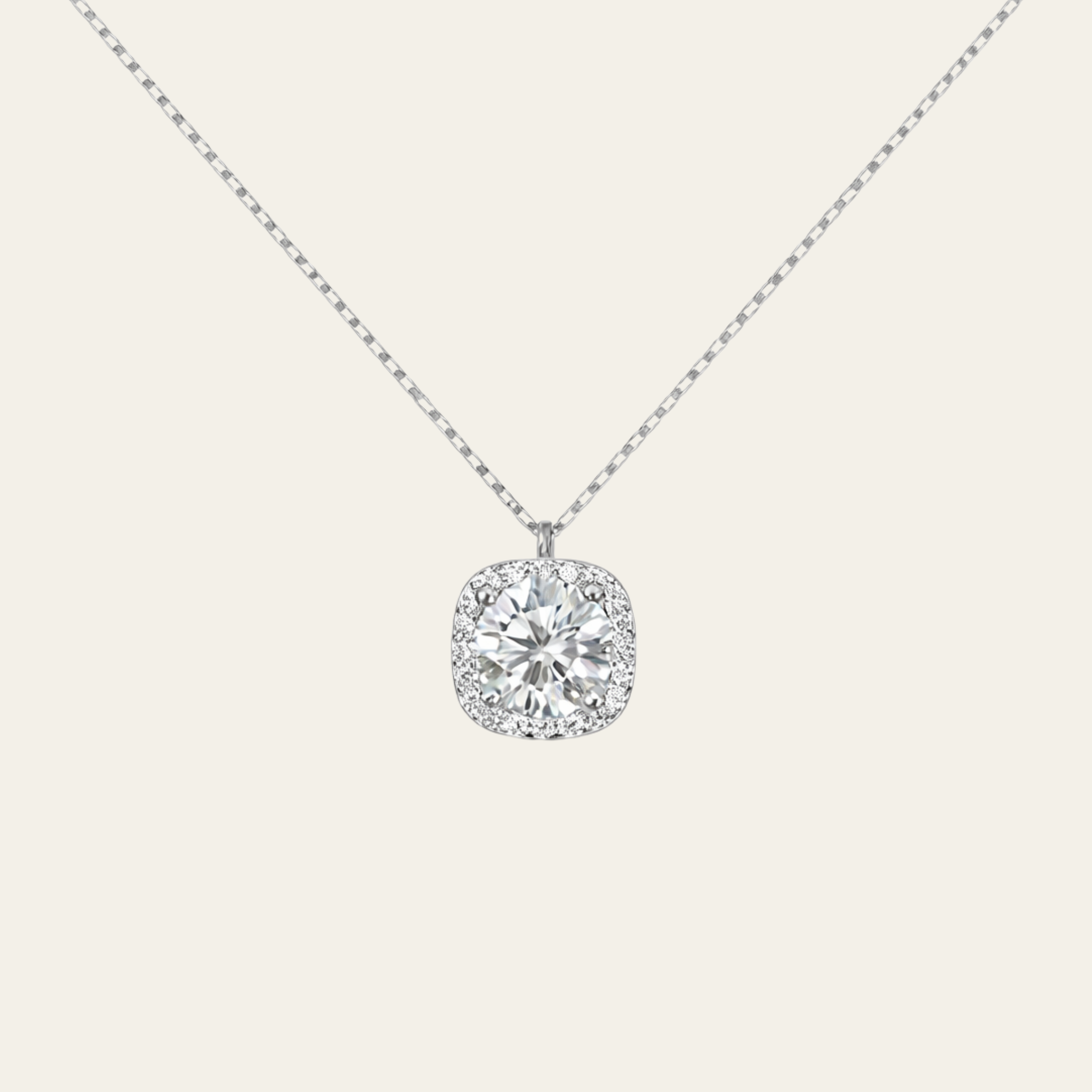 Sterling Silver Square Cubic Zirconia Necklace