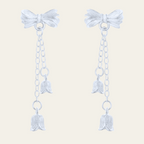Sterling Silver Flower Butterfly Chain Drop Earrings