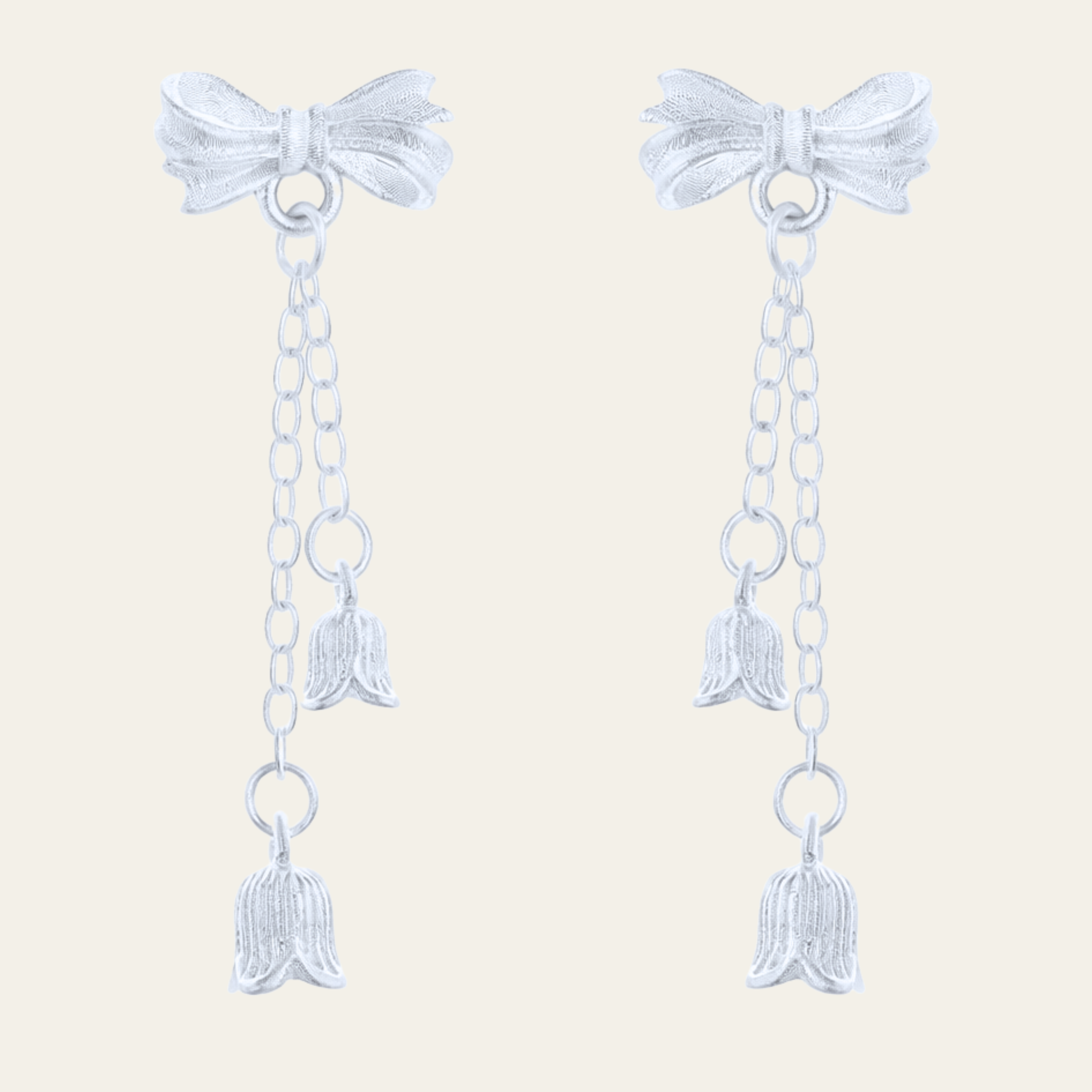 Sterling Silver Flower Butterfly Chain Drop Earrings