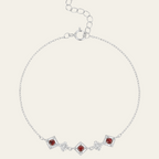Sterling Silver Geometric Red Stone Bracelet
