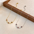 Sterling Silver Geometric Red Stone Bracelet