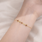 Sterling Silver Geometric Red Stone Bracelet