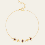 Sterling Silver Geometric Red Stone Bracelet