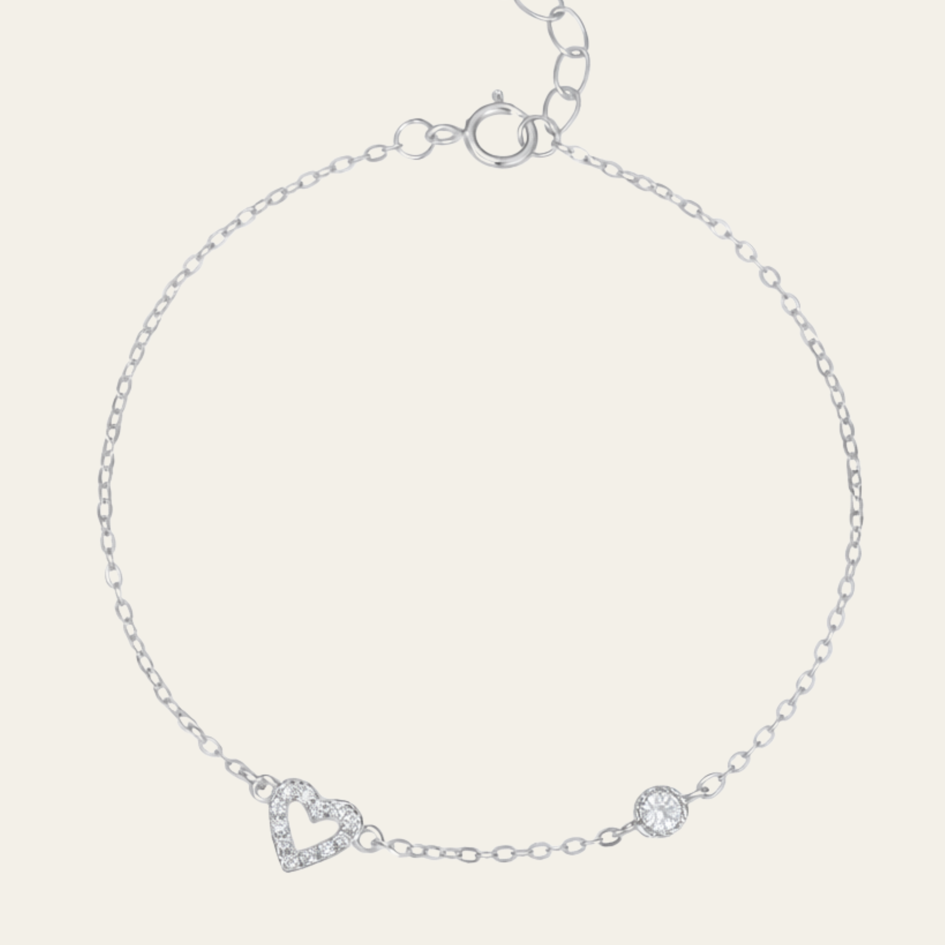 Sterling Silver Heart Zircon Chain Bracelet