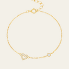 Sterling Silver Heart Zircon Chain Bracelet