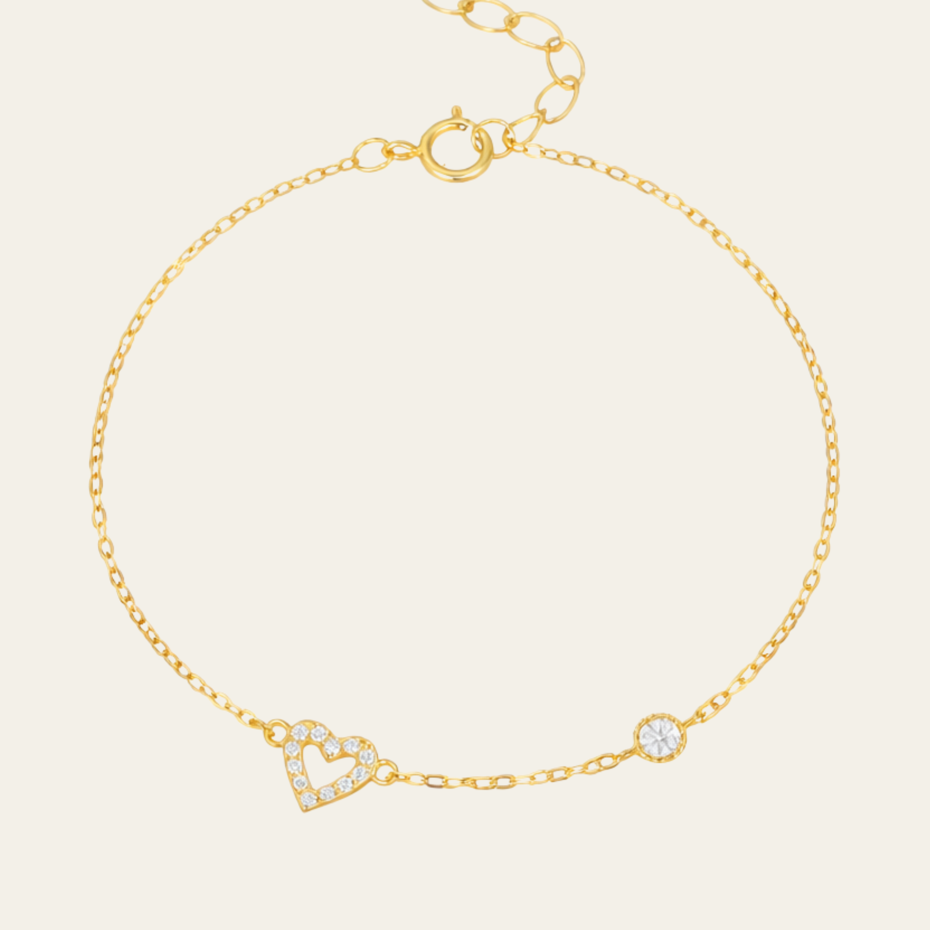 Sterling Silver Heart Zircon Chain Bracelet