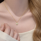 Sterling Silver Square Flower Zircon Necklace