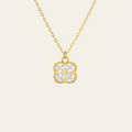 Sterling Silver Square Flower Zircon Necklace