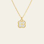 Sterling Silver Square Flower Zircon Necklace