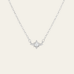 Sterling Silver Minimal Four Point Star Zircon Necklace
