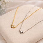 Sterling Silver Minimal Four Point Star Zircon Necklace