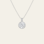Sterling Silver Round Zircon Geometric Necklace