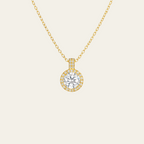 Sterling Silver Round Zircon Geometric Necklace