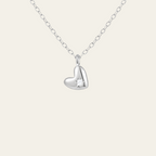 Sterling Silver Minimal Heart Zircon Pendant Necklace