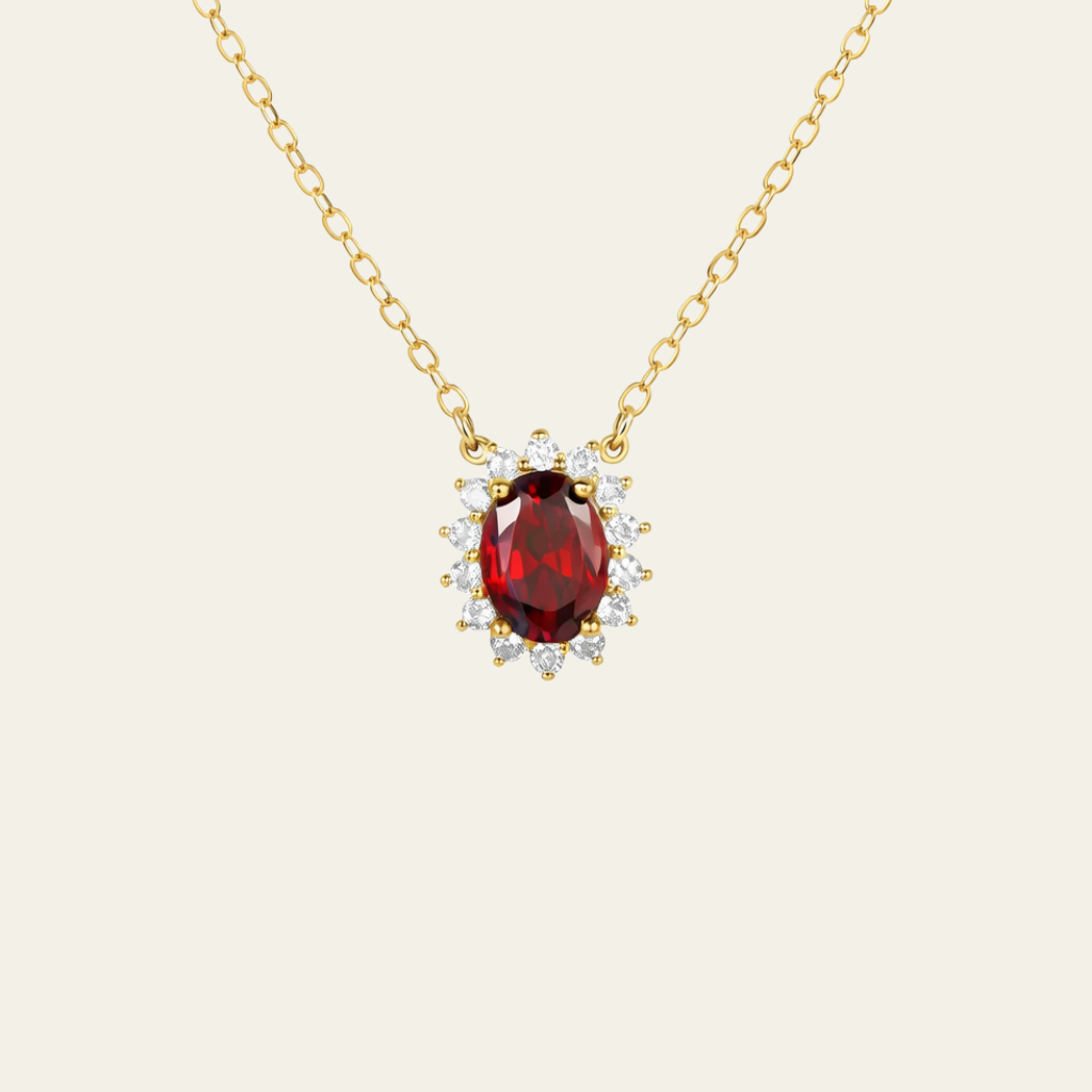Sterling Silver Oval Zircon Halo Necklace