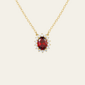 Sterling Silver Oval Zircon Halo Necklace