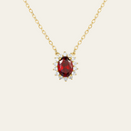 Sterling Silver Oval Zircon Halo Necklace